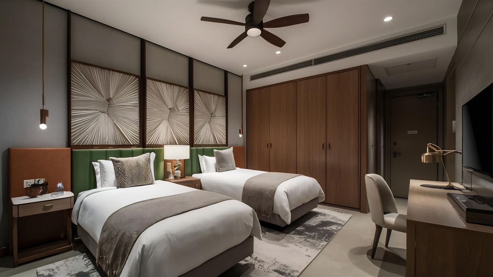A twin room made up before arrival